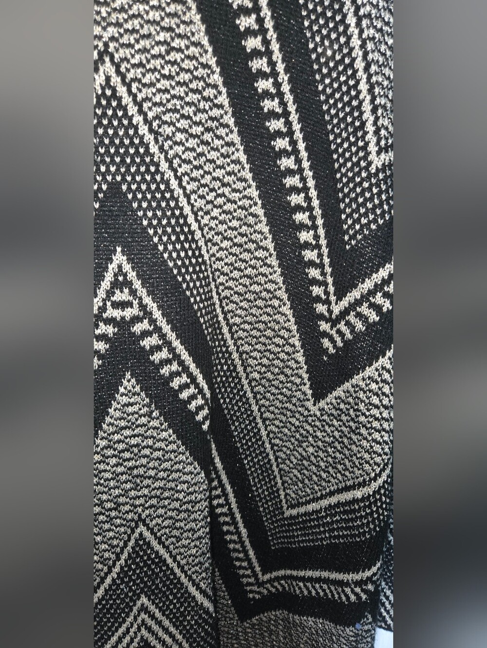 Chevron Knit A-Line Skirt in Black & White